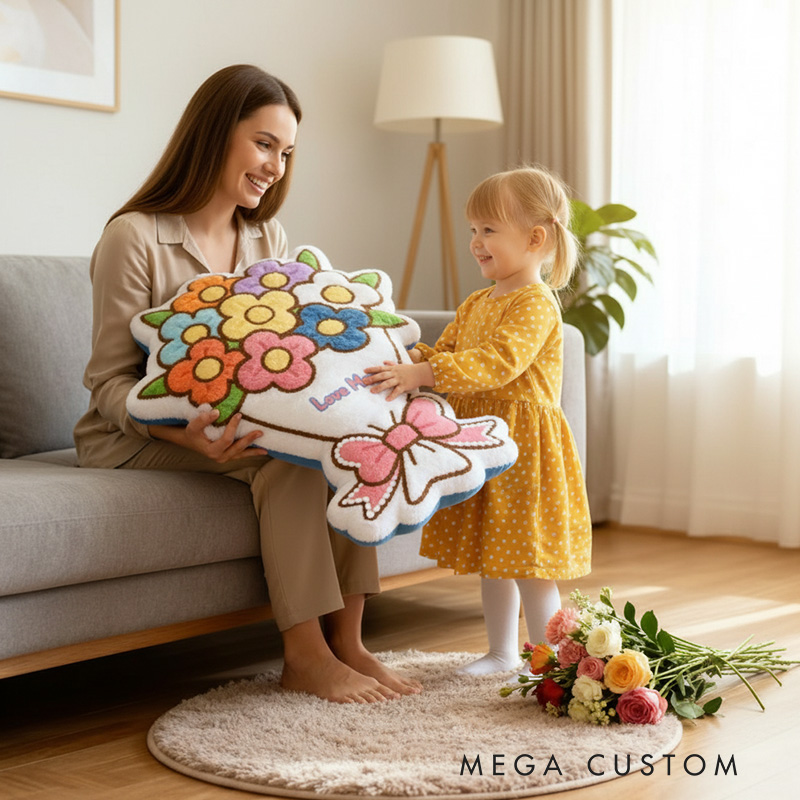 Personalized Bouquet Pillows with Customizable Text Beautiful Gift for Mom