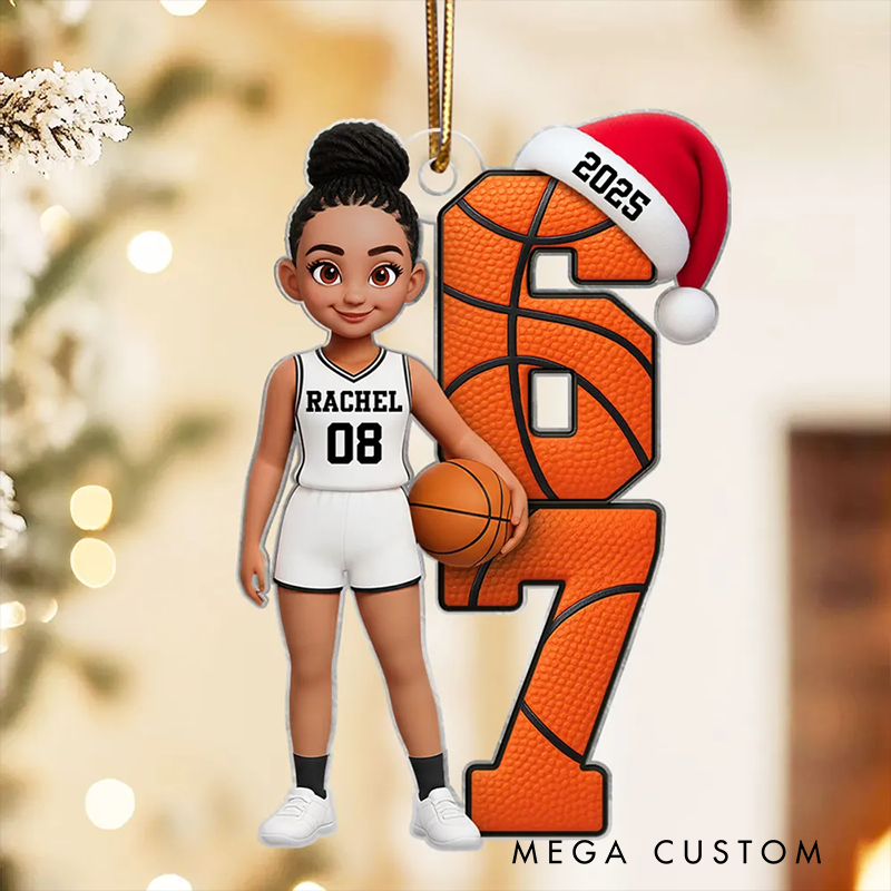 Personalized Basketball Christmas Ornament Highlight Your Name Number and Holiday Spirit