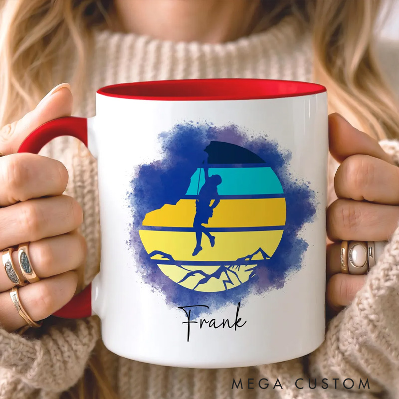 Personalised Climbing Mug Custom Name Gift for Climbers Rock Climbing Mug Outdoor Adventure Mug Mountain Lover Mug Climber Gift