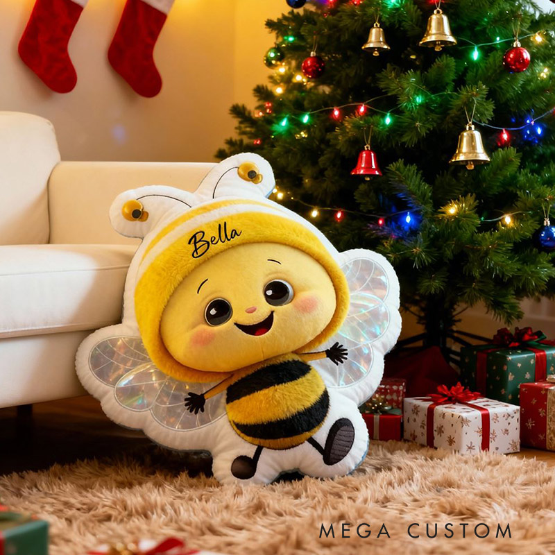 Personalized Cute Bee Pillow Custom Name Cartoon Bee Pillow Soft Cushion for Children 