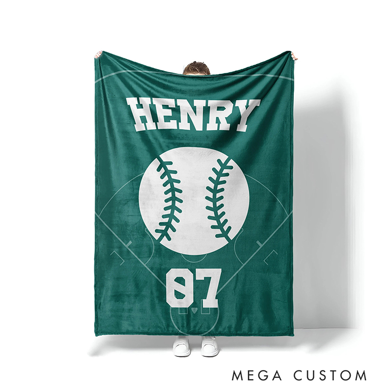  Personalized Athlete Blanket Customizable Name and Sport Graphic 