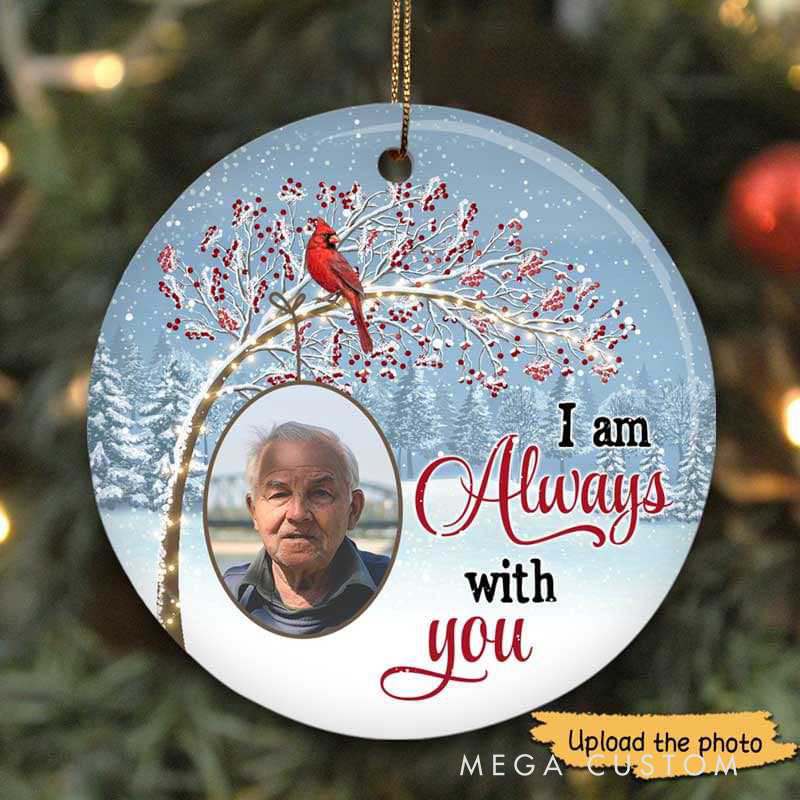 Personalized Photo Memorial Ornament Berry Tree Cardinal Ornament Sympathy Christmas Gift for Loss of Loved Ones