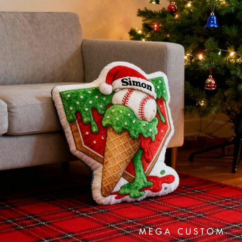Personalized Baseball Christmas Pillow Add Festive Fun and Your Name to the Holidays