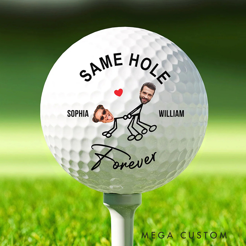 Personalized Romantic Golf Ball Featuring Couple's Names and Fun Graphic Gift For Golfer, Couple Gifts