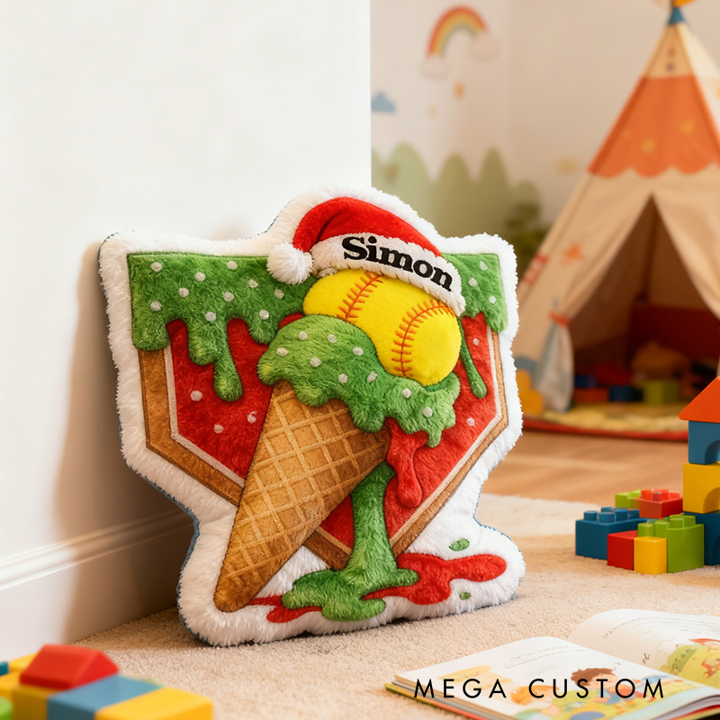 Personalized Softball Christmas Pillow Add a Festive Twist to Your Love for Softball