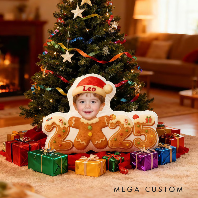 Personalized Gingerbread Face Throw Pillow with Name Christmas Pillow 2025 Pillow for Kids Girl Baker Christmas Gifts Loving Room Decor
