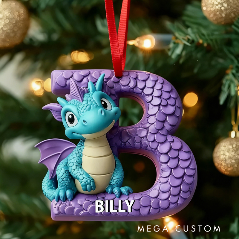 Personalized Dragon Alphabet Acrylic Ornament with Name Fantasy Letter Acrylic Christmas Ornament Gift for Kids Book Club Librarian Book Lovers
