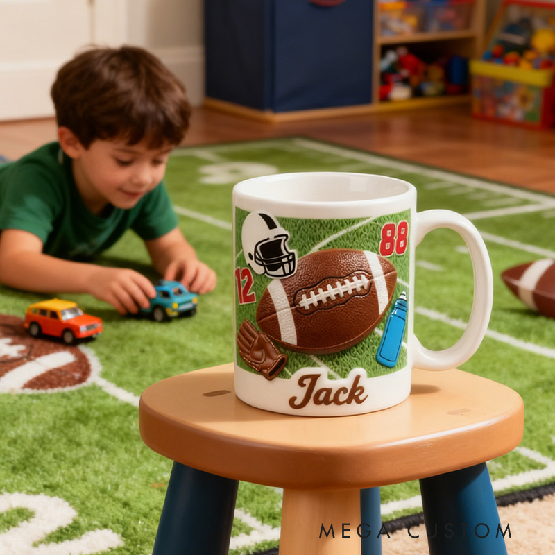 Personalized Football Coffee Mug with Dynamic Field and Custom Name for Fans