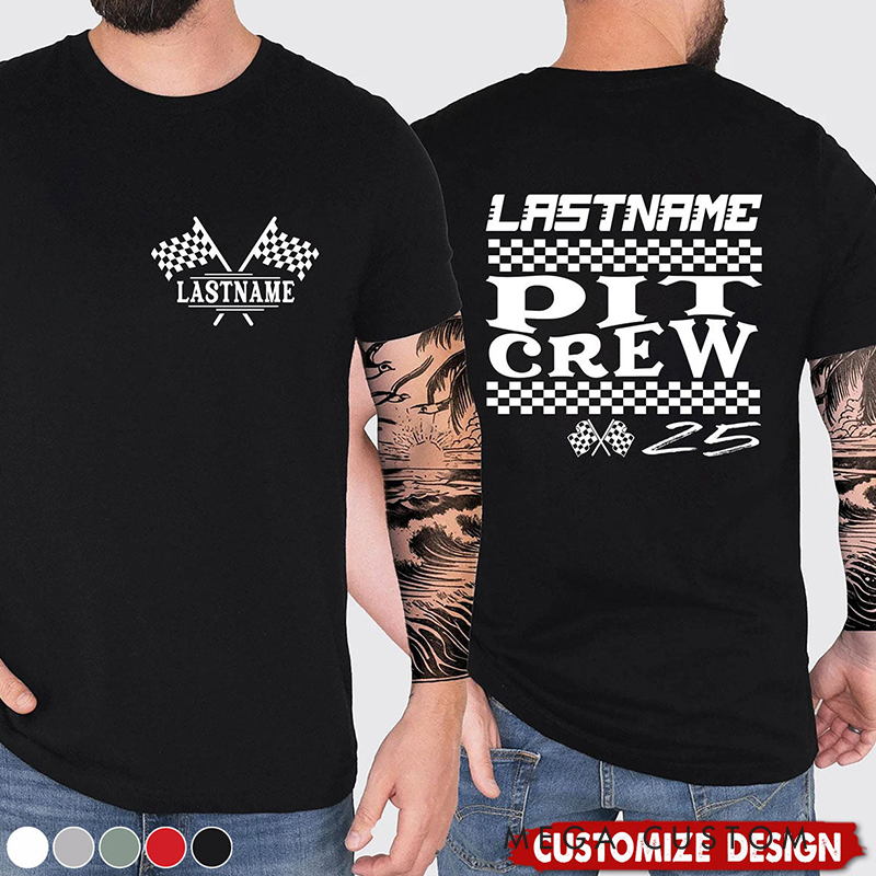 Personalized Racing Pit Crew Shirt Custom Name Team Tee Gift for Racers and Racing Lovers