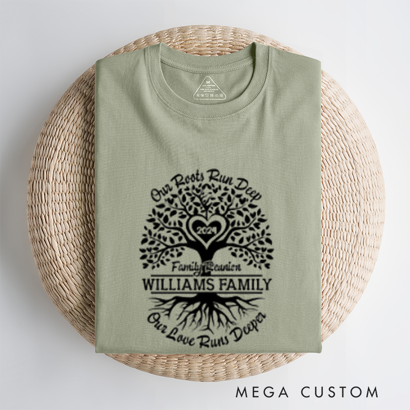 Personalized Our Roots Run Deep Family Reunion Shirts Custom Names and Heartfelt Designs Classic T-shirt