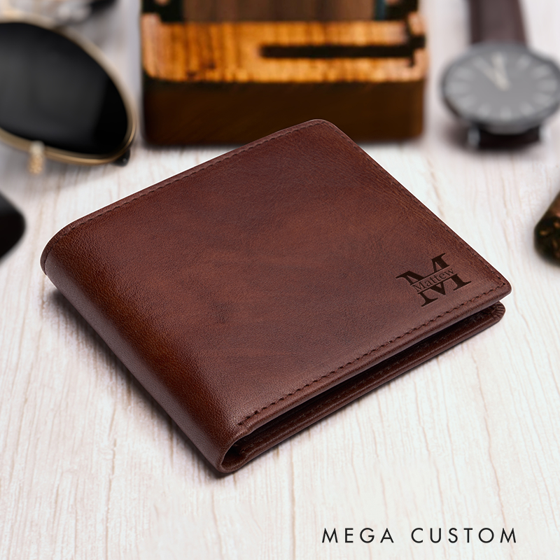 Personalized Leather Wallet for Men Gift for Him Men's Wallet Custom Wallet with Name Engraved Wallets with Name Minimalist Wallet Gift for Husband Boyfriend Father