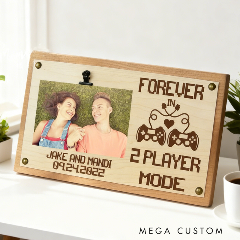 Personalized Gaming Anniversary Gift Forever in 2 Player Mode Picture Frame Custom Gamer Couple Gift Wedding Gift Geek Engagement Gift