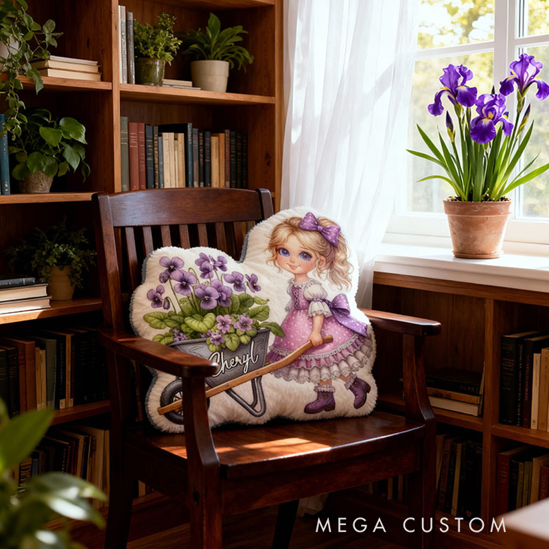 Personalized Name Pillow with Flowers Design Beautiful Gift for Kids Gardening Lovers Gift