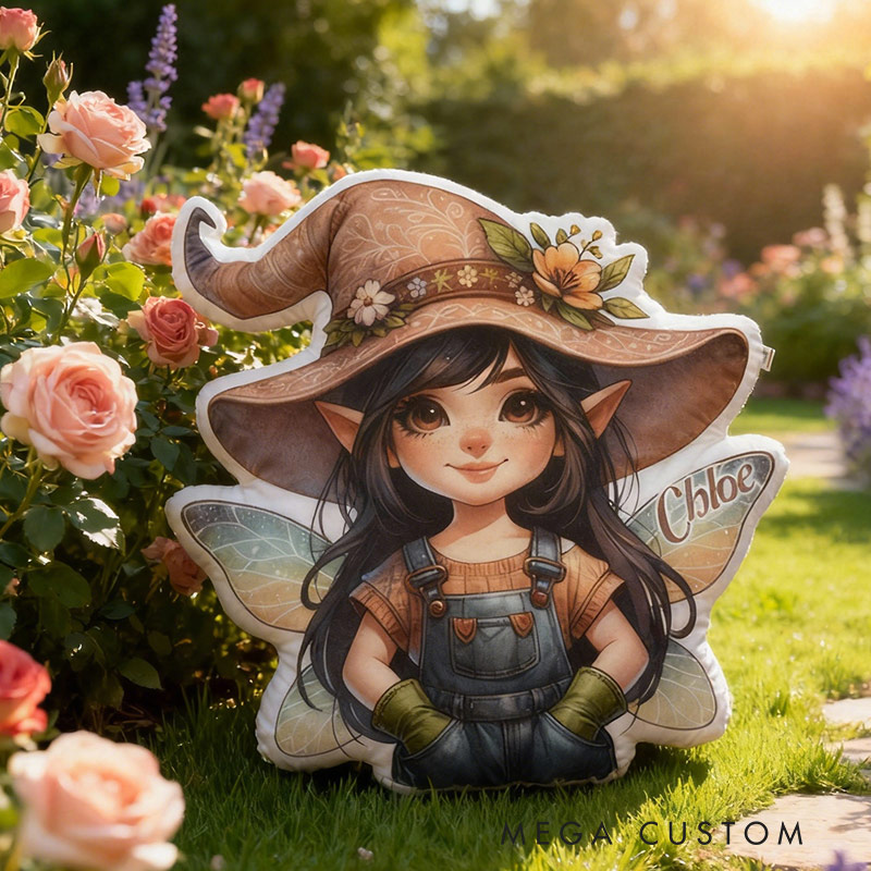 Personalized Garden Pixie Pillow with Custom Name Graphic 3D Print Pillow for Gardening Lovers