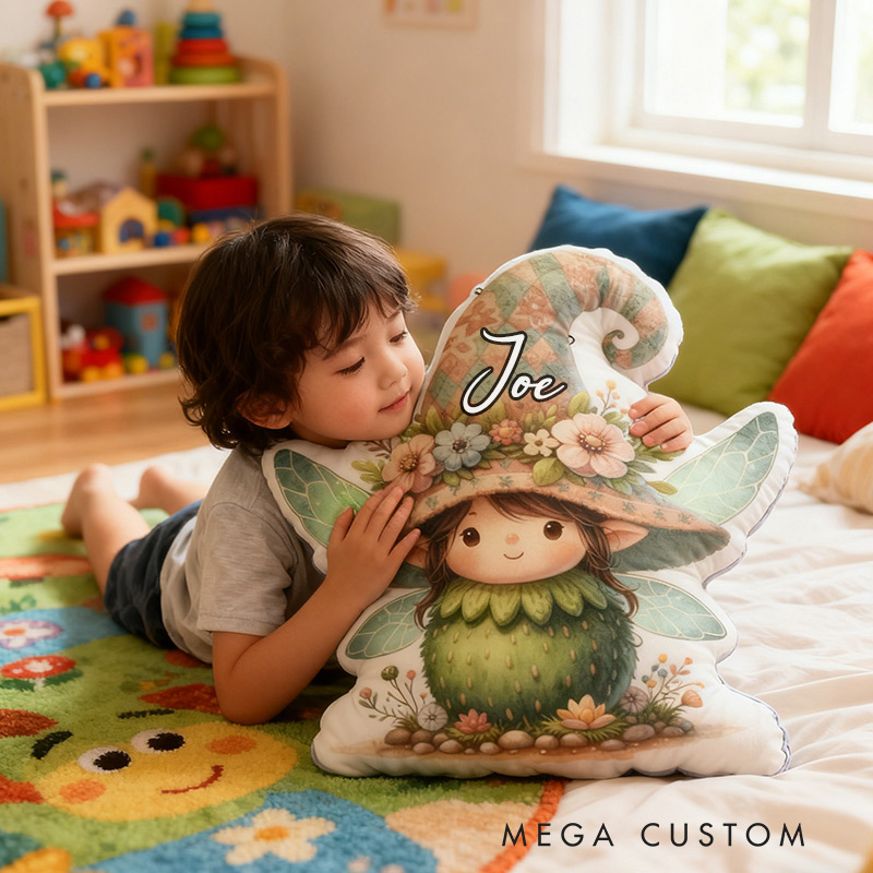 Personalized Fun Girl Pillow Introvert Fairy Gnome Pillow  with Name for Kids Gardening Lovers Gift