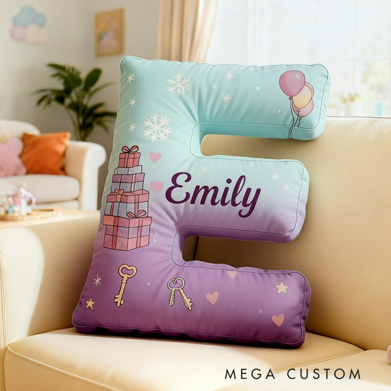Personalized Letter Name Pillow Initial Pillow Graphic 3D Print Gift for Kids and Family Housewarming Gift 