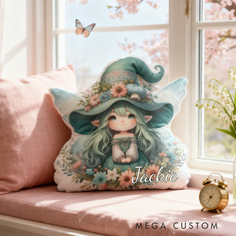 Personalized Cute Garden Fairy Throw Pillow Garden Lover Pillow with Name for Kids Girl Boy Gardener Christmas Gifts Loving Room Decor