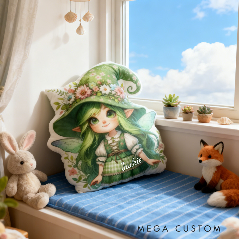 Personalized Cute Garden Fairy Throw Pillow Garden Lover Pillow with Name for Kids Girl Boy Gardener Christmas Gifts Loving Room Decor