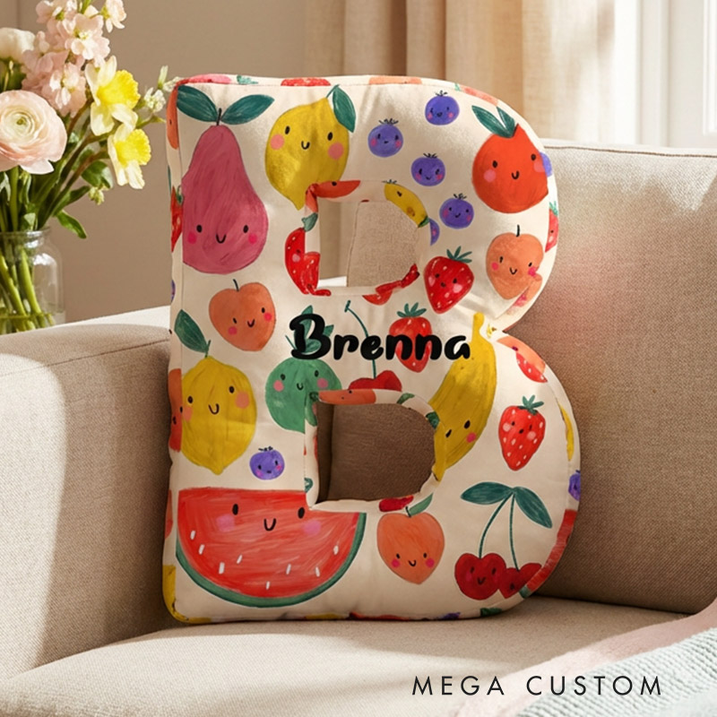 Personalized Fruit Letter Pillow Custom Name Cute Pillow Gift for Children Gardening Lovers Gift 