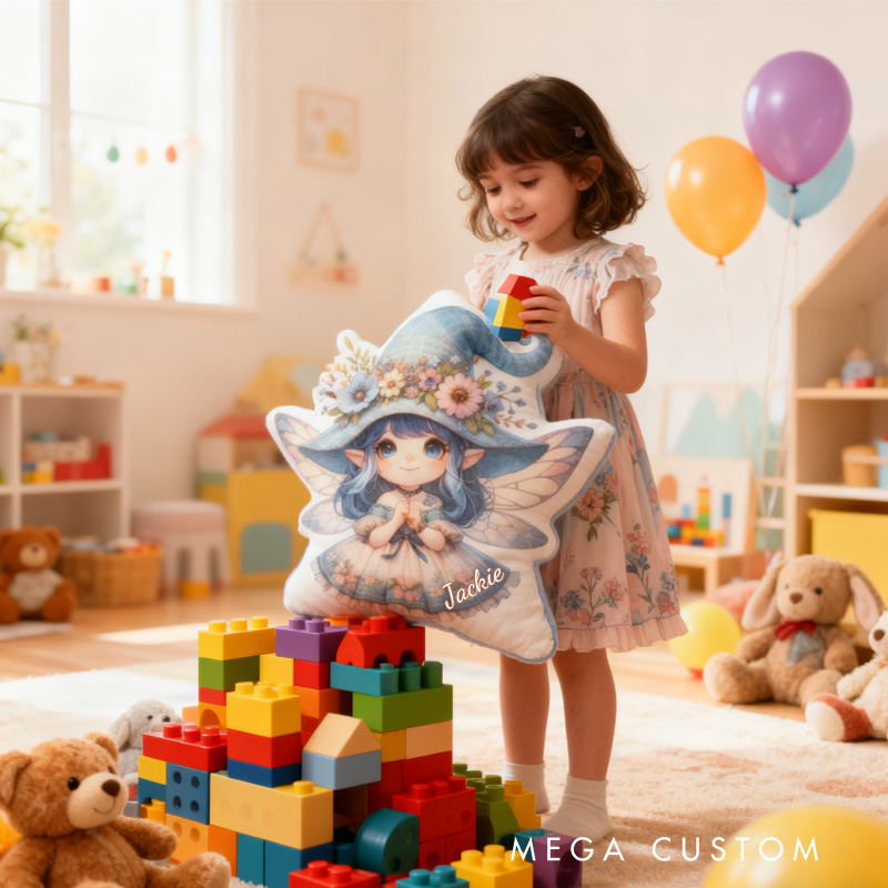 Personalized Garden Fairy Throw Pillow Cute Fairy Pillow with Name for Kids Girl Boy Gardener Christmas Gifts Loving Room Decor