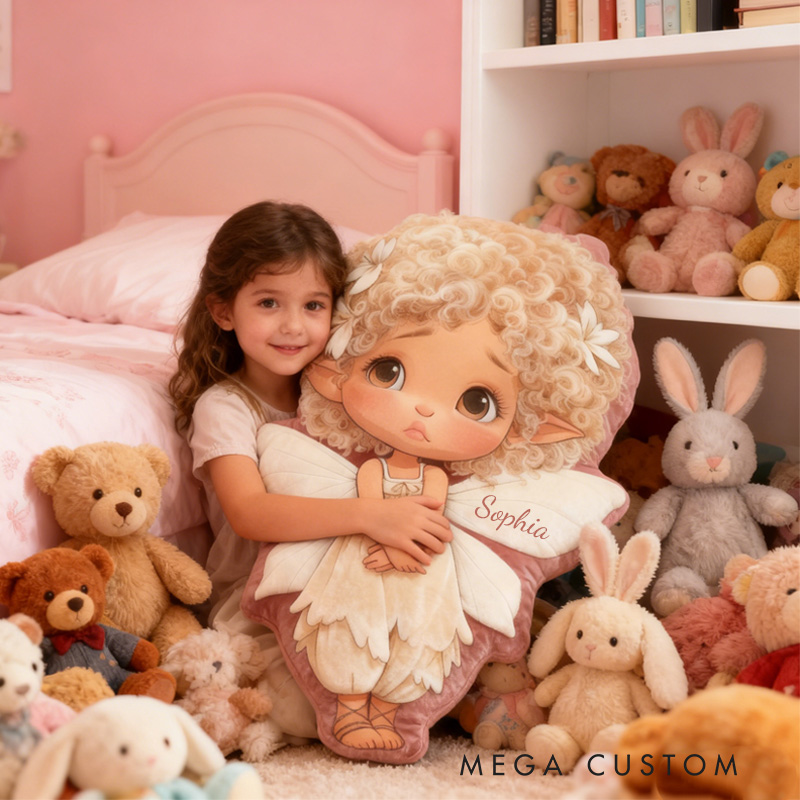 Personalized Princess Fairy Throw Pillow Garden Fairy Pillow with Name Little Girl Fairies Pillow for Kids Girl Boy Gardener Christmas Gifts Loving Room Decor