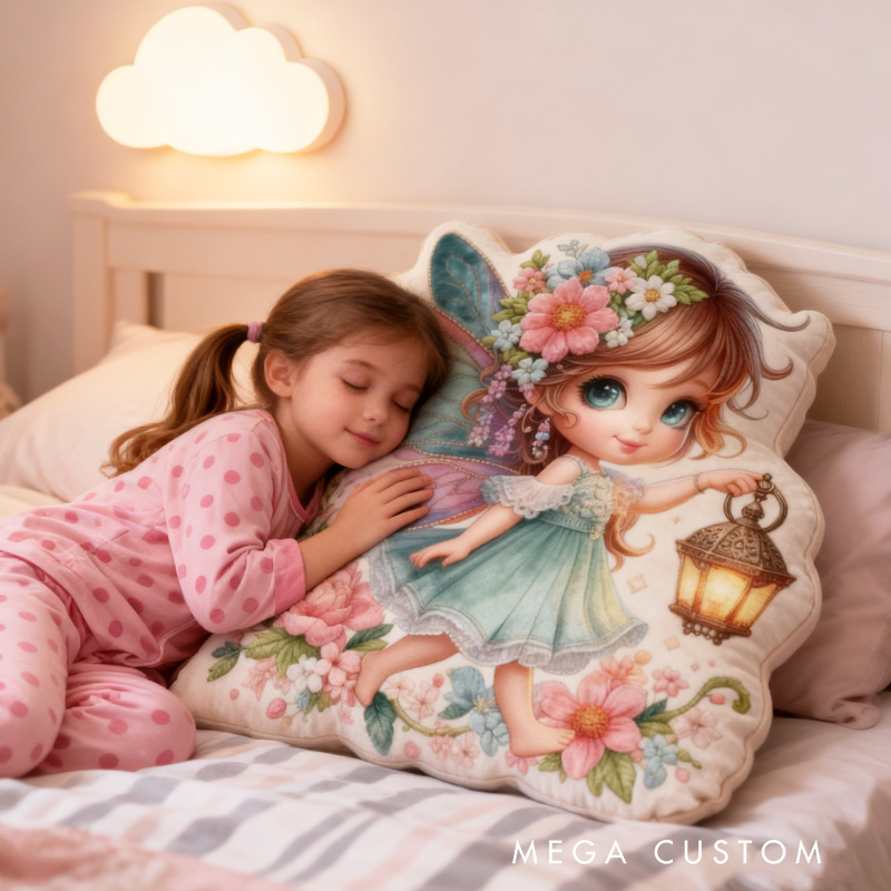 Personalized Fairy with Light Throw Pillow Cute Fairy Pillow with Name Little Girl Fairies Pillow for Kids Girl Boy Gardener Christmas Gifts Loving Room Decor
