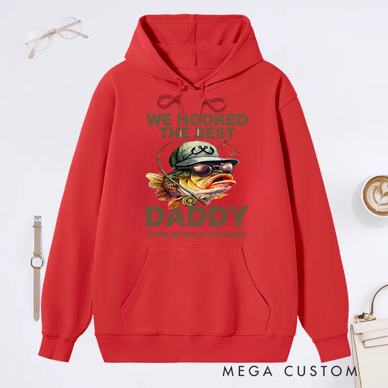 Personalized Fishing Hoodie Funny Fishing Sweatshirt Custom Names Perfect Gift for Fishing Enthusiast Dads Grandpas