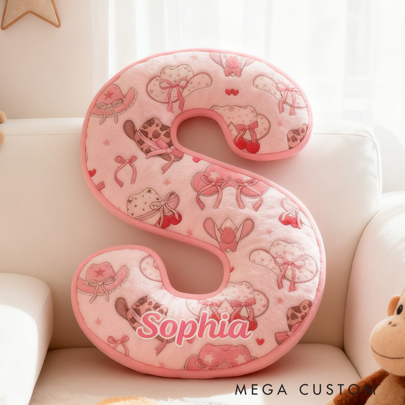 Personalized Cute Western Cushion Pillow Coquette Cowgirl Pillow Girly Decor Gift for Kid Outdoor Adventure Enthusiasts