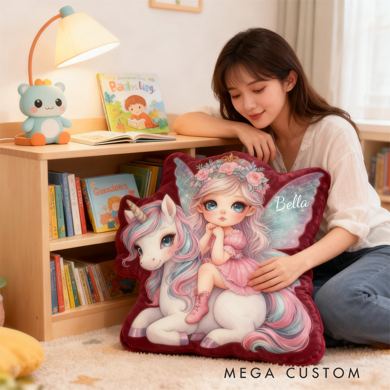 Personalized Dream Horse Throw Pillow Graphic 3D Print Fairy Pillow with Name Fairies Pillow for Kids Girl Boy Gardener Christmas Gifts Loving Room Decor