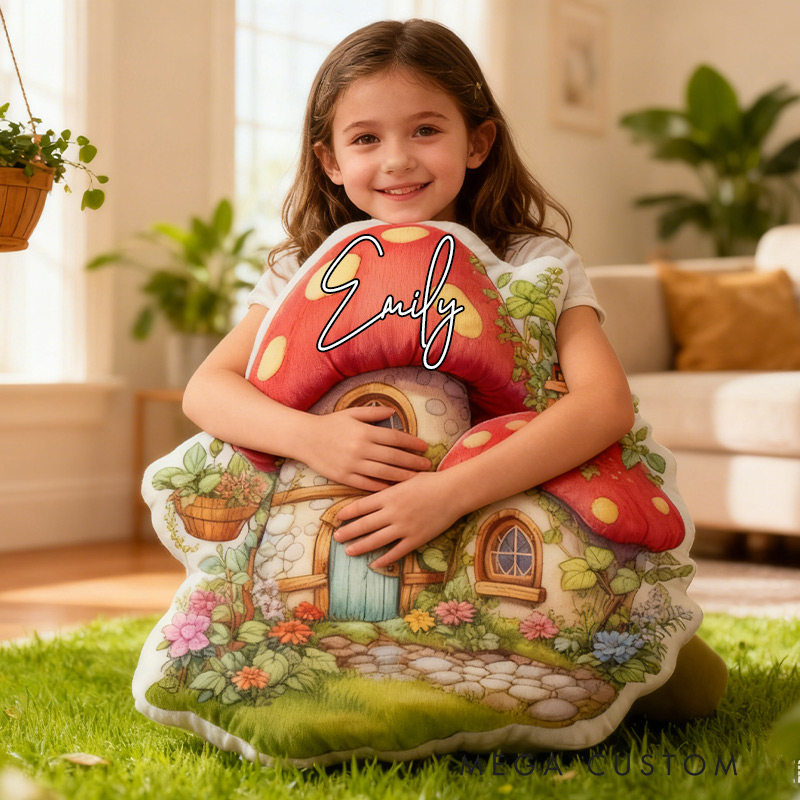 Personalized Cottage House Pillow Graphic 3D Print Custom Name Cottagecore Pillow Gift for Girls Famlily Housewarming Gift Cozy Home Decor