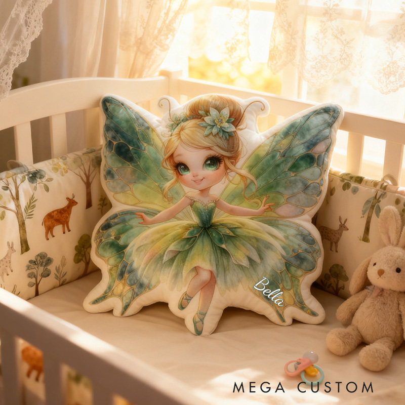 Personalized Butterfly Fairy Throw Pillow Graphic 3D Print Garden Fairy Pillow with Name Pillow for Kids Girl Boy Gardener Christmas Gifts Loving Room Decor
