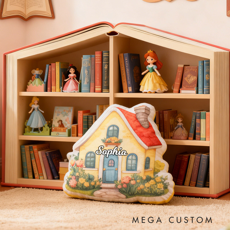 Personalized Cute Cottage House Pillow Graphic 3D Print Custom Name Pillow Gift for Girls Famlily Housewarming Gift Cozy Home Decor