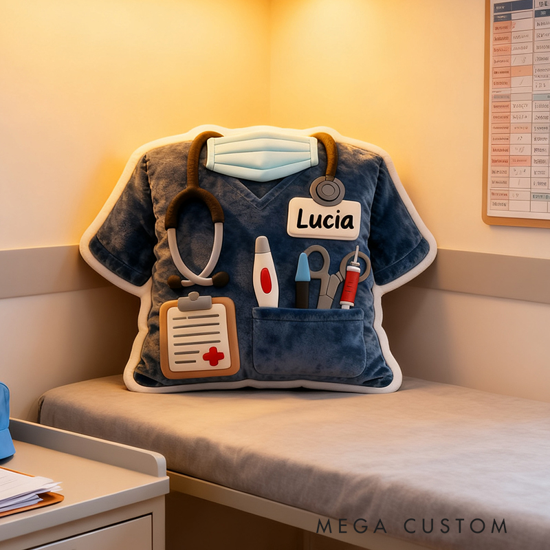 Personalized Nurse Uniform Pillow Custom Name Shaped Plush Appreciation Gift for Nurses