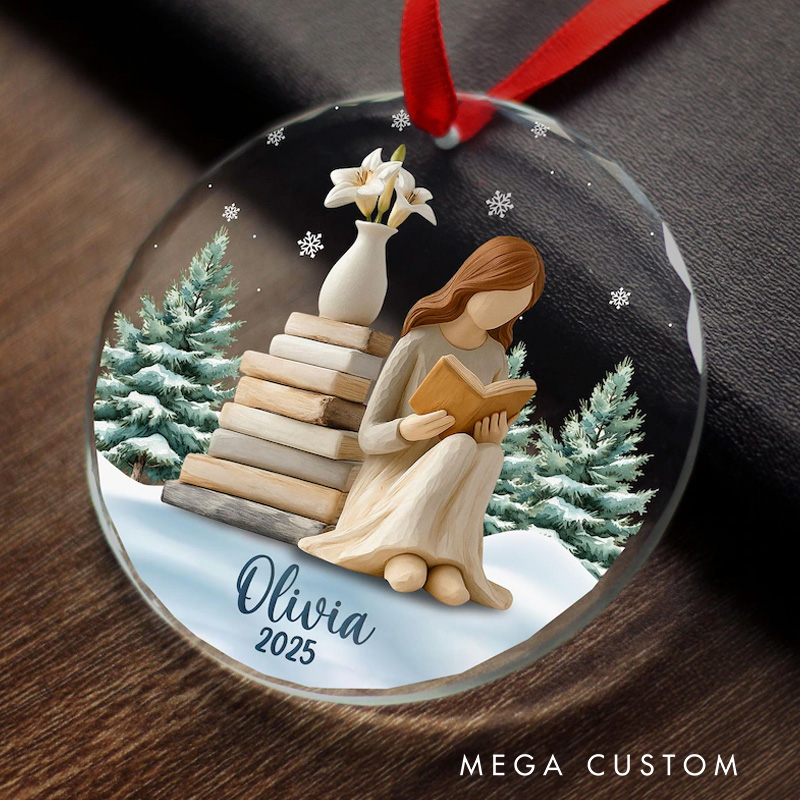 Personalized Book Lover Ornament Custom Girl Reading Ornament Just a Girl Who Loves Books Christmas Ornament 2025