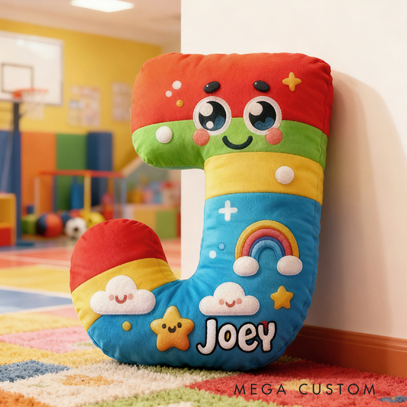 Personalized Initial Pillow Graphic 3D Print Custom Name Pillow Festive Holiday Pillow for Children Housewarming Gift Family Gift