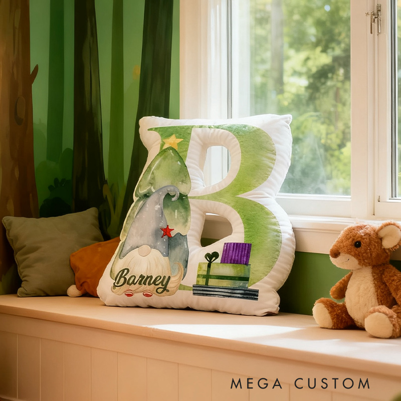 Personalized Initial Pillow Watercolor Style Elf Pillow Custom Name Pillow for Girls Family Gift 
