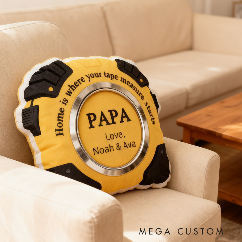 Personalized Measuring Tape Tool Themed Plush Pillow Housewarming Gift