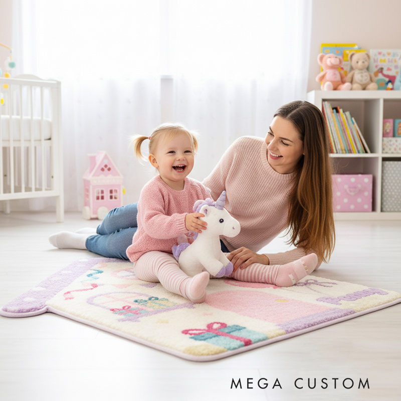 Personalized Rug for Kids Room House-Shaped Soft Plush Carpet Custom Name Floor Mat New Home Gifts
