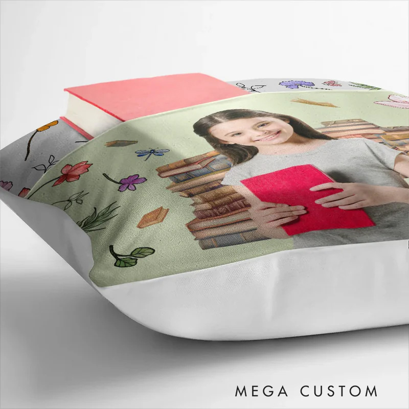 Personalized Photo This is My Reading Throw Pillow Pocket Pillow Pillow with Name for Bookish Kids Boys Girl Book Lover Christmas Gift