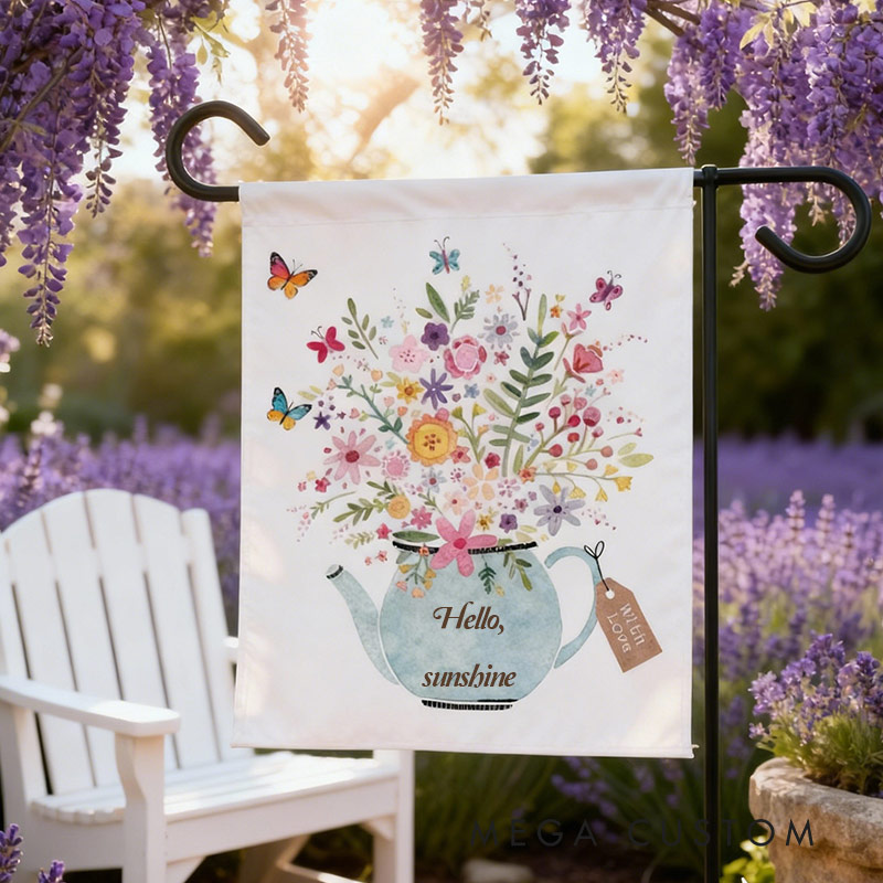 Personalized Watering Can Blossoms Garden Flag Yard Flag Spring Garden Flag Summer Decor Double Sided for Garden Lovers