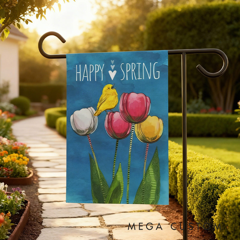 Personalized Springtime Serenade Garden Flag Yard Flag Spring Garden Flag Summer Decor Double Sided for Garden Lovers