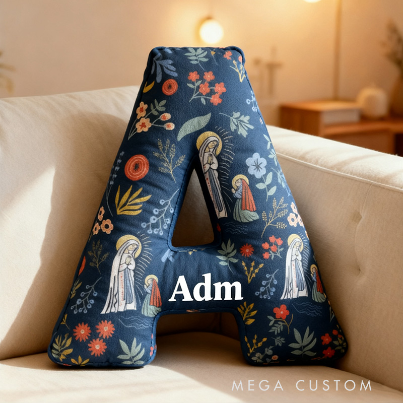 Personalized Our Lady of Guadalupe Letter Pillow with Custom Name Religious Home Decor Catholic Gift for Women Lourdes Graphic 3D Print Pillow
