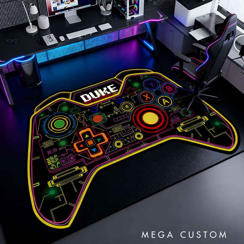 Personalized Game Console Rug Gamer Rug Colorful Rug Custom Play Room Rug Game Decor Awesome Rug E-Sport Rug Geek Gaming Lover Gift