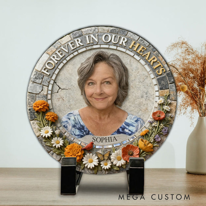 Personalized Memorial Stone Forever In Our Hearts for Loss of Loved One Sympathy Gift Slate Grave Marker Keepsake Bereavement Gift