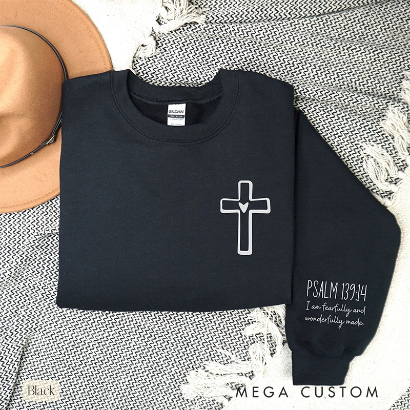 Personalized Bible Verse Sleeve Print Christian Classic Sweatshirts Christian Couple Sweatshirts Faith Based Gift Religious Christian Gift for Her