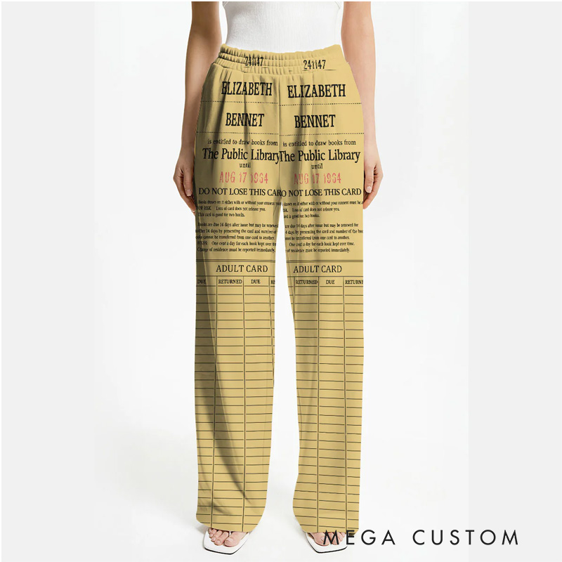 Personalized Library Card Pajamas Pants Book Lover Sleep Pants for Book Lover Bookish Bookworm Librarian Christmas Gifts