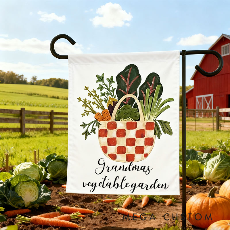 Personalized Harvest Basket Garden Flag Yard Flag Spring Garden Flag Summer Decor Double Sided for Garden Lovers