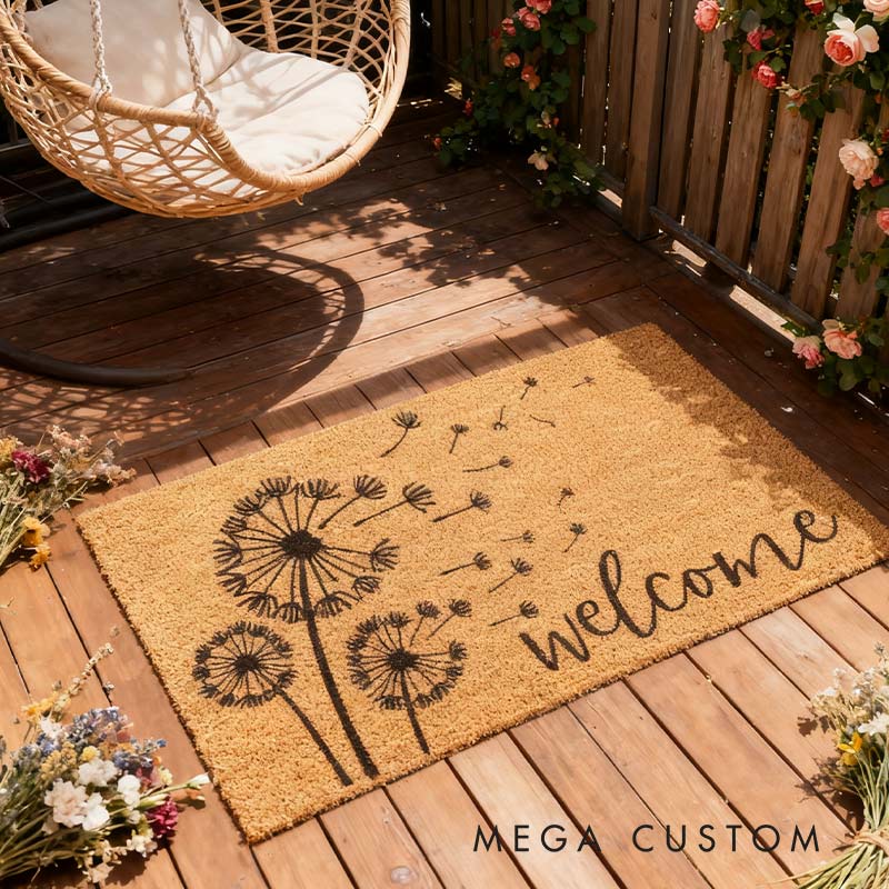 Personalized Dandelion Dream Doormat Welcome Doormat for Garden Lovers