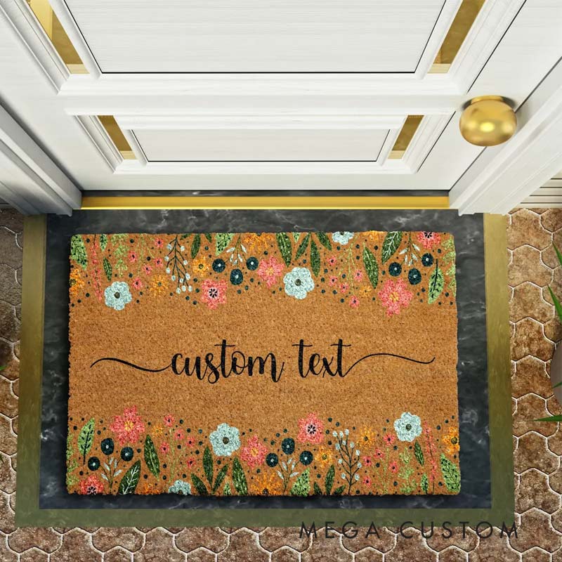 Personalized Wildflowers Welcome Doormat Colorful Floral Doormat for Garden Lovers