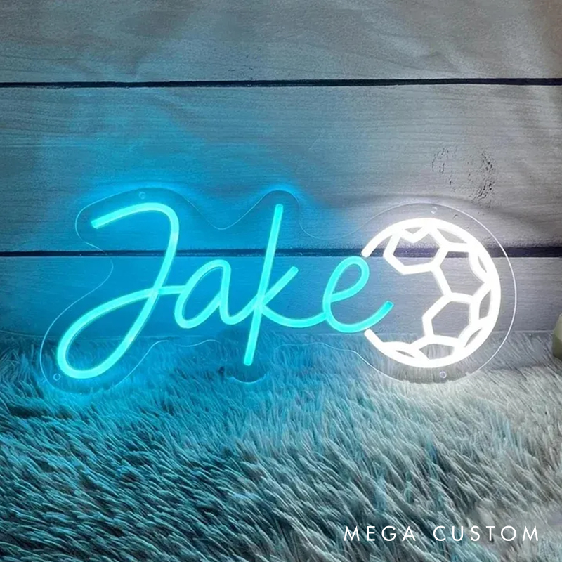 Personalized Soccer Neon Sign with Custom Name for Sports Fans and Kids’ Rooms